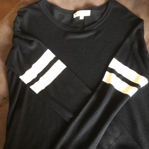 Pink rose black sweater